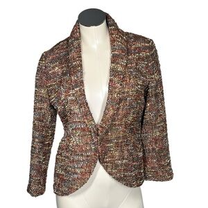 VINTAGE ETCETERA Brown Orange Speckled Tweed Blazer Jacket Women's Size 4